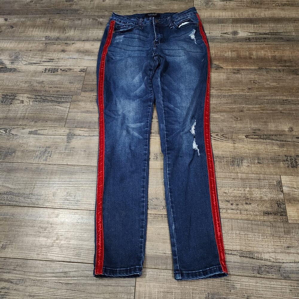 Judy Blue Skinny Fit Denim jeans size 5/27 red stripes 2492